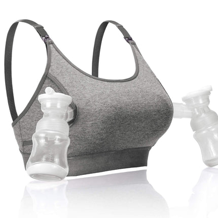 Extractores de leche ajustables Pumping Bra Momcozy, grises, talla M