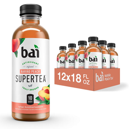 Té helado Bai Narino Peach con té auténtico, 530 ml, 12 botellas