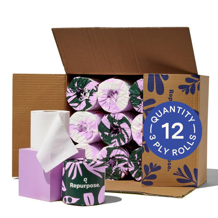 Papel higiénico reutilizado, 100% bambú, 3 capas, 12 rollos