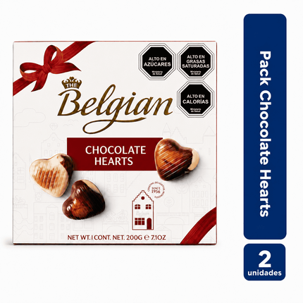 Pack 2 Chocolate New Belgian Hearts 200g