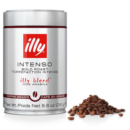 Café illy Intenso, grano entero, tostado oscuro, 250 ml, 100% arábica