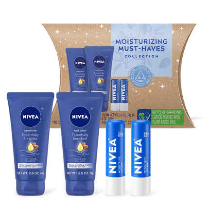 Set de cuidado de la piel NIVEA Essentially Enriched Crema de manos 75 ml x2 + Bálsamo labial x2