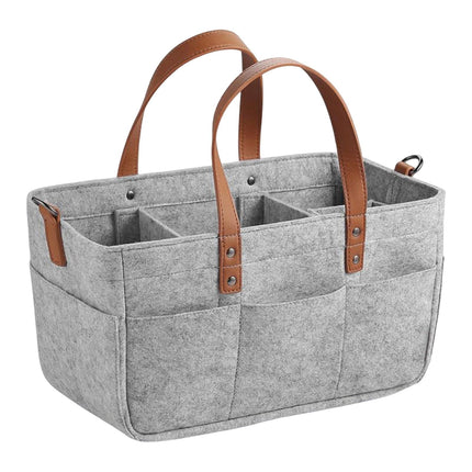 Bolsa De Pañales Para Bebés De Tela De Fieltro Compartimento Organizador De Productos Para Bebés Liviano Gris Claro