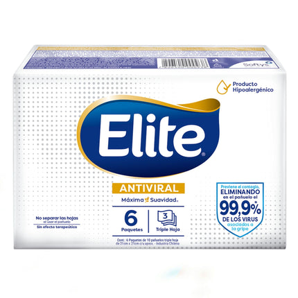 Pañuelos Triple Hoja Antiviral 6 Paquetes de 10 Pañuelos, 6 Un