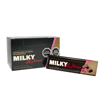 Pack X 10 Chocolate en Barra Milky Frambuesa 50g La Ibérica