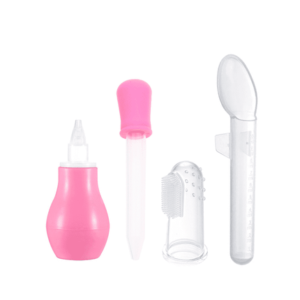 Set Cuidados Bebe Medicina Gotero Cuchara Aspirador Cepillo (Rosa)