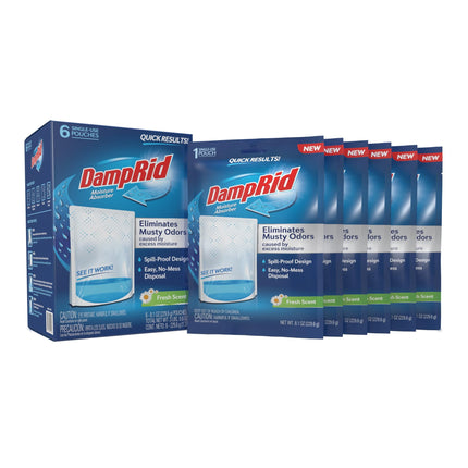 Absorbente de humedad DampRid Fresh Scent, bolsa de un solo uso, paquete de 6