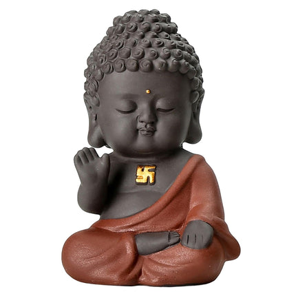 Pequeño Buda Tathagata Estatuilla De Cerámica Adorno Adorable Mascota De Té Para El Hogar Rojo