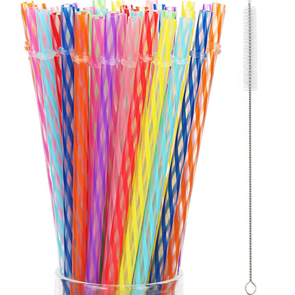 Pajitas de plástico reutilizables de 27,5 cm con cepillo de limpieza