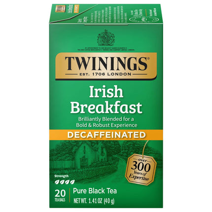 Té negro descafeinado Tea Twinings Irish Breakfast, 20 unidades