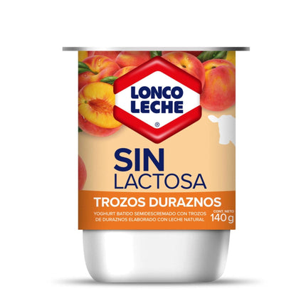 Yoghurt Batido Sin lactosa con Trozos sabor Durazno Pote, 140 g - Loncoleche | Apishop