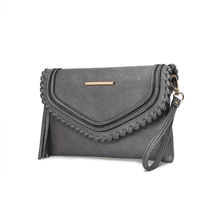 Bolso Crossbody para Mujer, MKF Collection, Bolso de Hombro de Cuero Vegano - Remi - Peltre