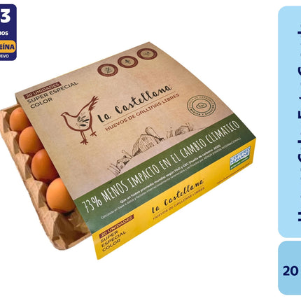 Huevos de Campo y Gallina Libre Extra Grande Color, 20 Un - La Castellana | Apishop