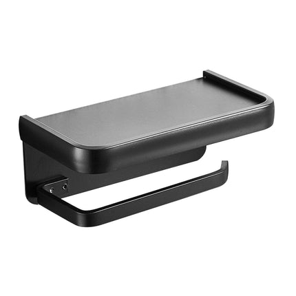 Soporte De Papel Higiénico Con Estante Adhesivo Sin Perforaciones Para Colgar En La Pared Para Baño Negro