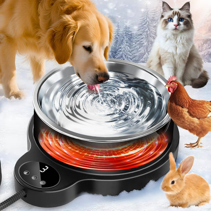 Cuenco de agua caliente LQTTEK para perro y gato con 3 ajustes de temperatura de 1,5 L
