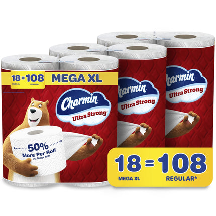 Papel higiénico Charmin Ultra Strong 18 Mega XL = 108 Regular
