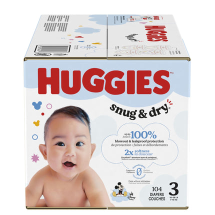 Pañales Huggies Snug & Dry Talla 3 (7-13 kg) 104 piezas
