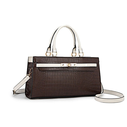 Bolso Satchel - Colby, MKF Collection, Bolso de Mano de Cuero Vegano con Asa Superior y Correa Desmontable - Café