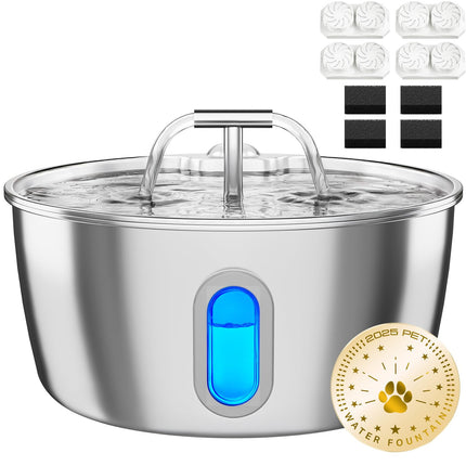 Fuente de agua DIANU Cat de acero inoxidable de 3,2 litros con 4 filtros