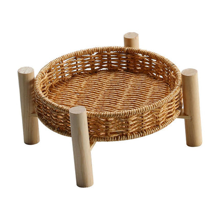 Cesta Para Servir De Ratán Para Almacenamiento De Verduras Cestas Redondas Para Pan De Ratán Para Frutas 18 × 10 × 4 Cm