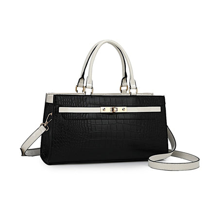 Bolso Satchel - Colby, MKF Collection, Bolso de Mano de Cuero Vegano con Asa Superior y Correa Desmontable - Negro