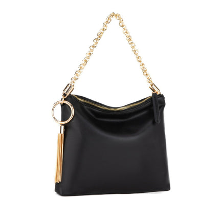 Bolso de Hombro para Mujer, MKF Collection, Bolso de Mano Versátil de Cuero Vegano, Elegante y Funcional - Brigitte - Negro