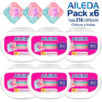 Detergente En Cápsulas Aileda Cítricos Y Frutas  Antibacterial (En Total 216 Cápsulas)