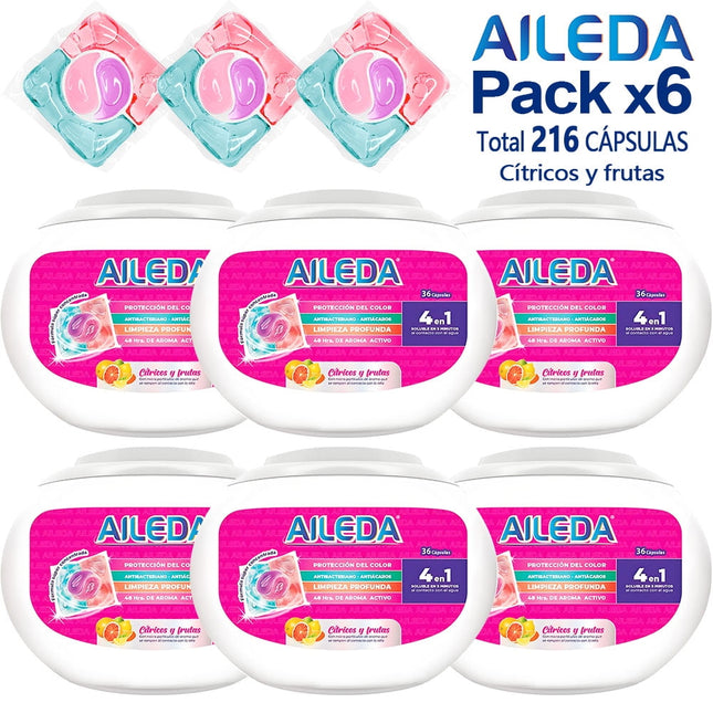 Detergente En Cápsulas Aileda Cítricos Y Frutas  Antibacterial (En Total 216 Cápsulas)