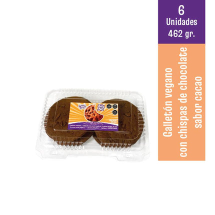 Galletón vegano con chispas de chocolate sabor cacao 6 unidades