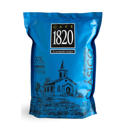 Café 1820 en grano entero, 1 kg, 100% arábica, tostado oscuro, costarricense