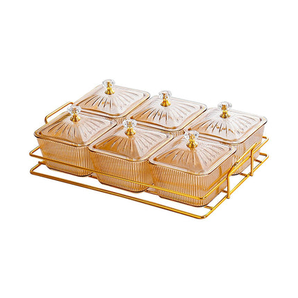 6 Cuencos Divididos Para Servir Aperitivos, Fuente Dividida Para Dulces, Postres, Nueces, Color ámbar