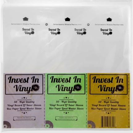 Papel vinílico antiestático Master Sleeves Invest In para arroz, 50 LP