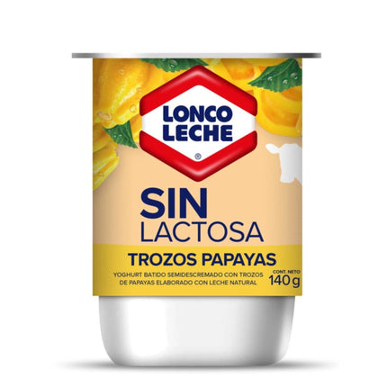 Yoghurt Batido Sin lactosa con Trozos sabor Papaya Pote, 140 g | Apishop