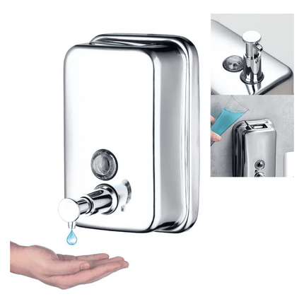 Dispenser Jabon De Baño Liquido Acero Inox 500 Ml Plateado