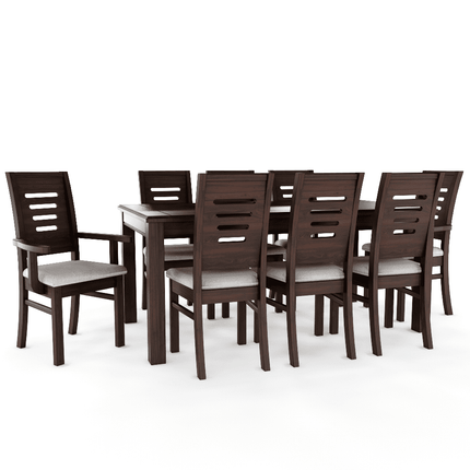 Juego de Comedor Roma 8 Sillas incluye 2 sitiales Chocolate Mesa 1.8 Rectangular Madera