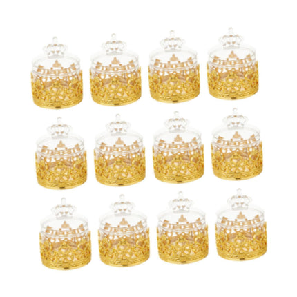 12 Cajas De Almacenamiento De Dulces Con Soporte Para Centro De Mesa, San Valentín, Cumpleaños, Corona Dorada