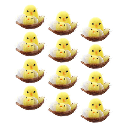 12 Uds. Estatua De Nido De Huevos De Pollitos De Pollo De Pascua Para Decoraciones De Animales