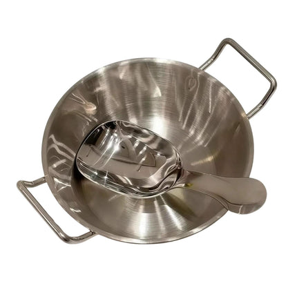 Cuenco De Acero Inoxidable Con Cuchara, Plato Para Salsa De Doble Oreja Para Salsas, Ensaladas Y Frutas.