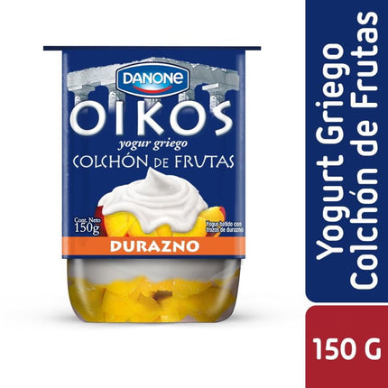 Yoghurt Griego Colchón de frutas Durazno Pote, 150 g - Oikos | Apishop