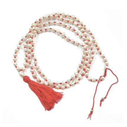 16 "cuentas de perlas de agua dulce meditación yoga mala oración borla collar naranja