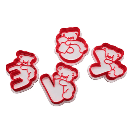 Cortador y estampador de galletas Oso LOVE (pack 4 un)