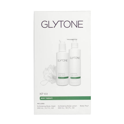 Kit de cuidado de la piel GLYTONE KP para queratosis pilaris con gel de baño y loción