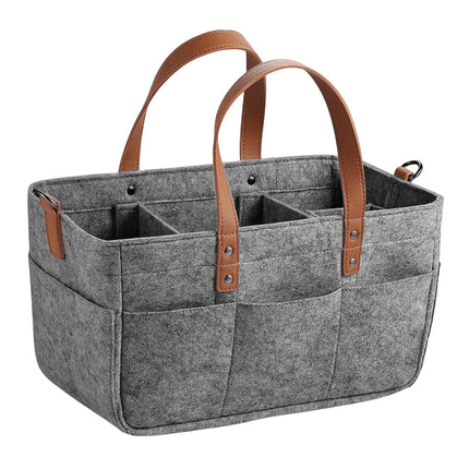 Bolsa De Pañales Para Bebés De Tela De Fieltro Compartimento Organizador De Productos Para Bebés Liviano Gris Oscuro