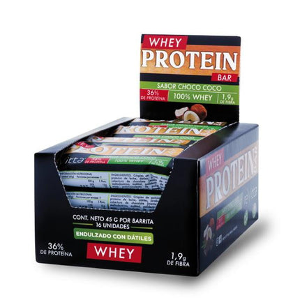 16 Barritas proteína Whey Protein Bar Choco coco 45 grs.