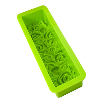Molde De Jabón De Pan De Silicona Con Flor De Rosa, Molde Rectangular En Relieve, Bricolaje, Verde