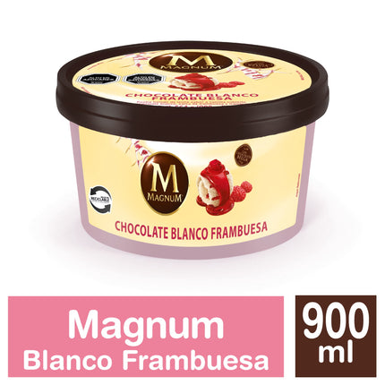 Helado Postre Magnum Frambuesa Blanco Pote, 900 ml - Magnum | Apishop