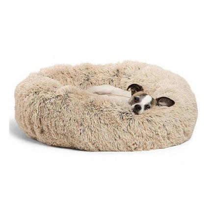 Cama Antiestres Felpa para Mascotas Perros Gatos Beige
