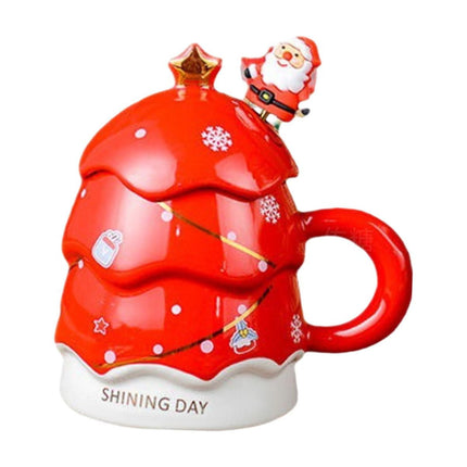 Taza De Café Con Diseño De árbol De Navidad, Tazas De Leche Para Regalo De Cumpleaños, Hogar, Oficina, Rojo