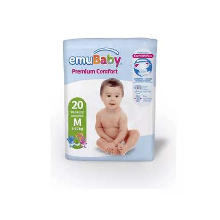 Pack x4 Pañal Emubaby Comfort M 80 pañales