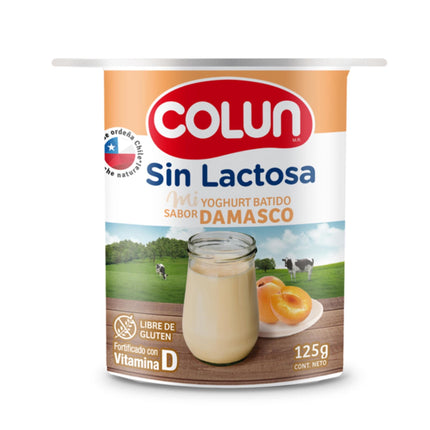 Yoghurt Batido Sin lactosa Sabor Damasco Pote, 125 g - Colun | Apishop